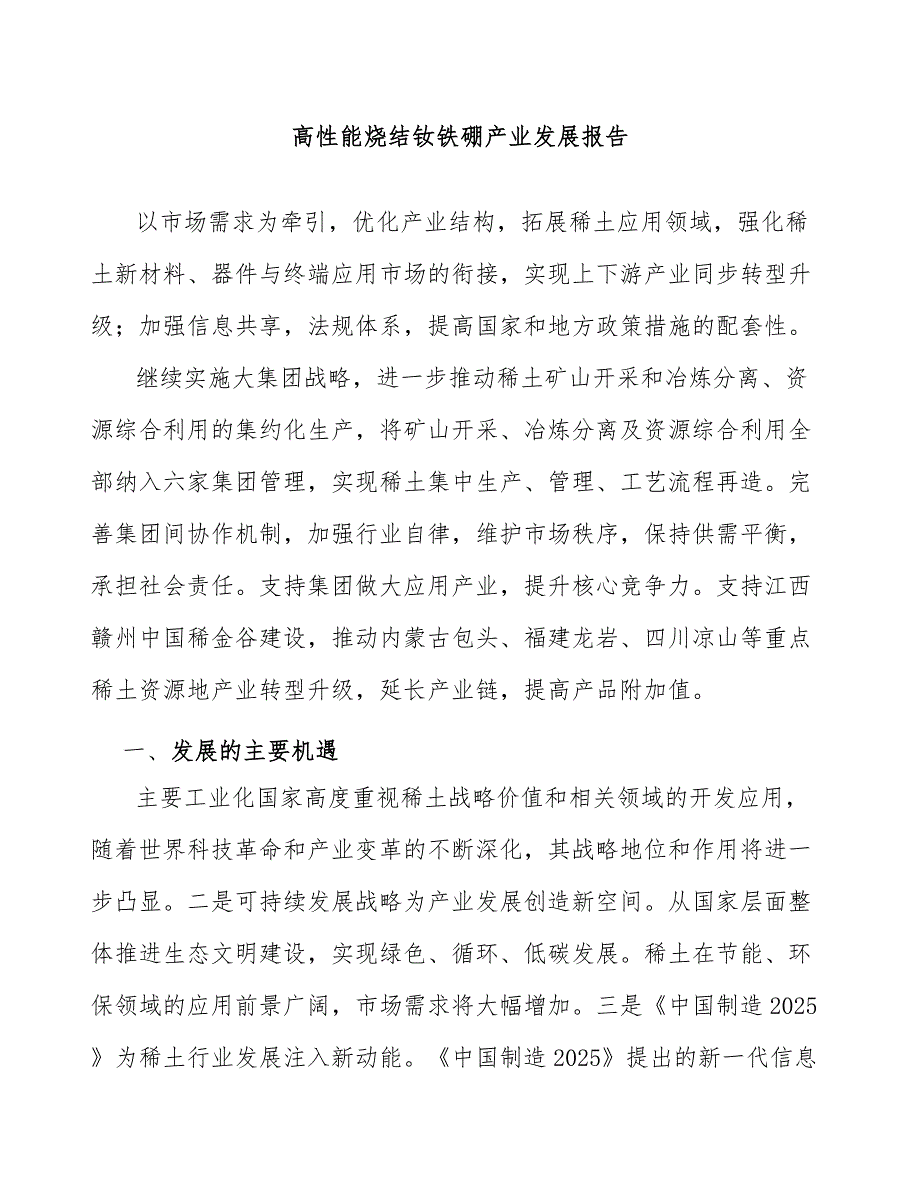 高性能烧结钕铁硼产业发展报告_第1页