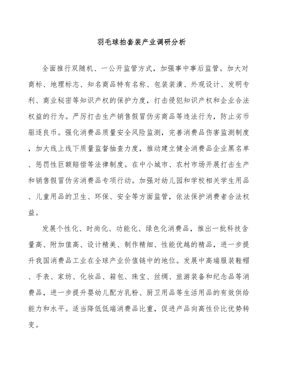 羽毛球拍套装产业调研分析_第1页