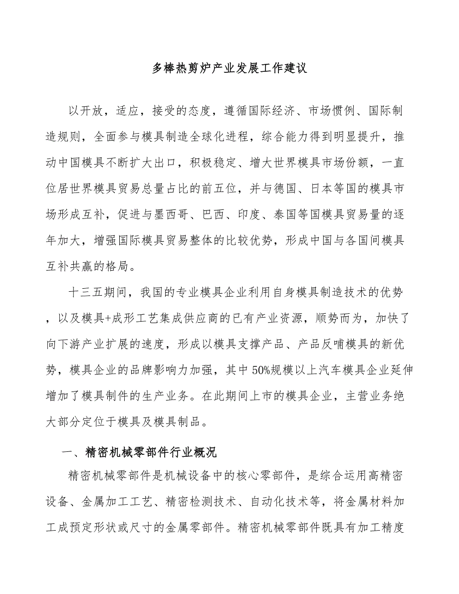 多棒热剪炉产业发展工作建议_第1页