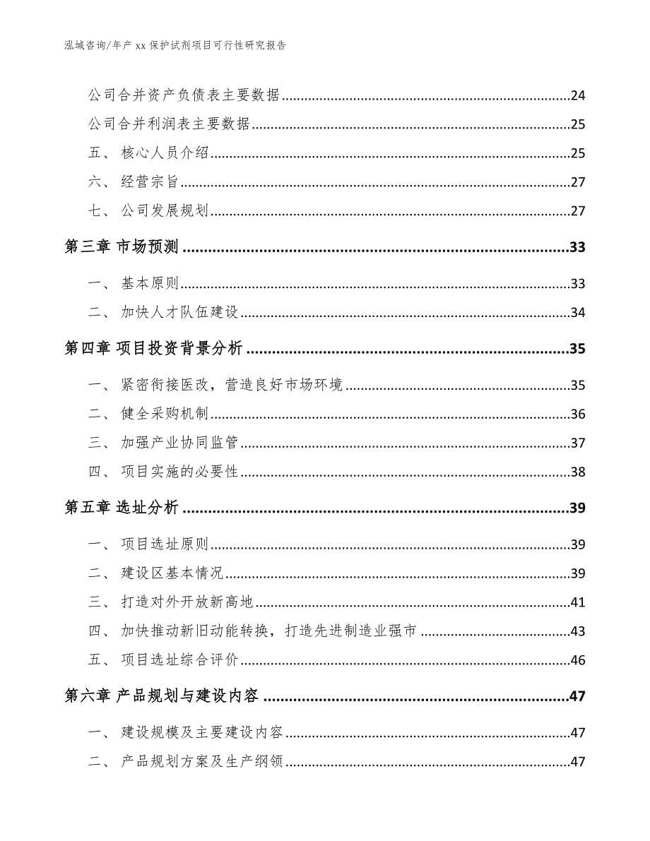 年产xx保护试剂项目可行性研究报告范文_第5页