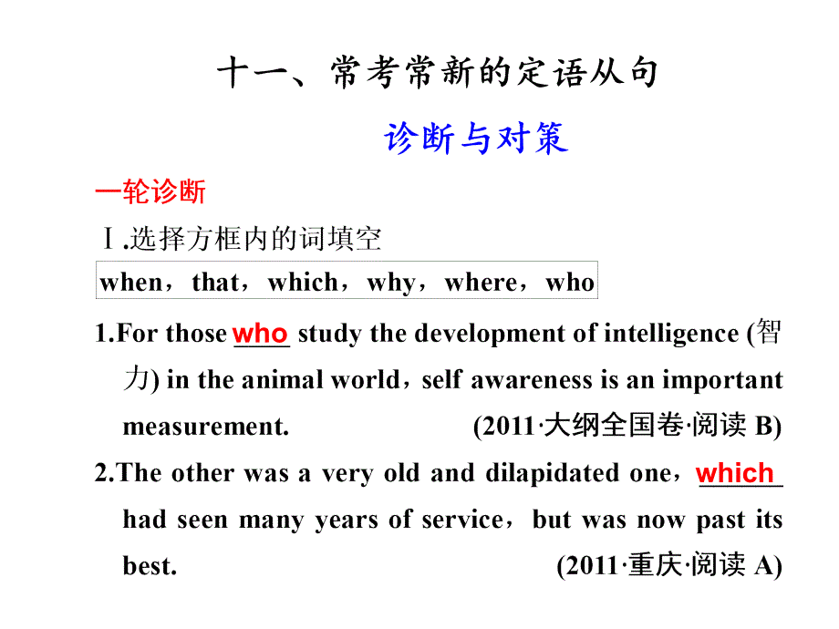 步步高高考英语大二轮专题复习与增分策略单项填空常考常新的定语从句_第1页