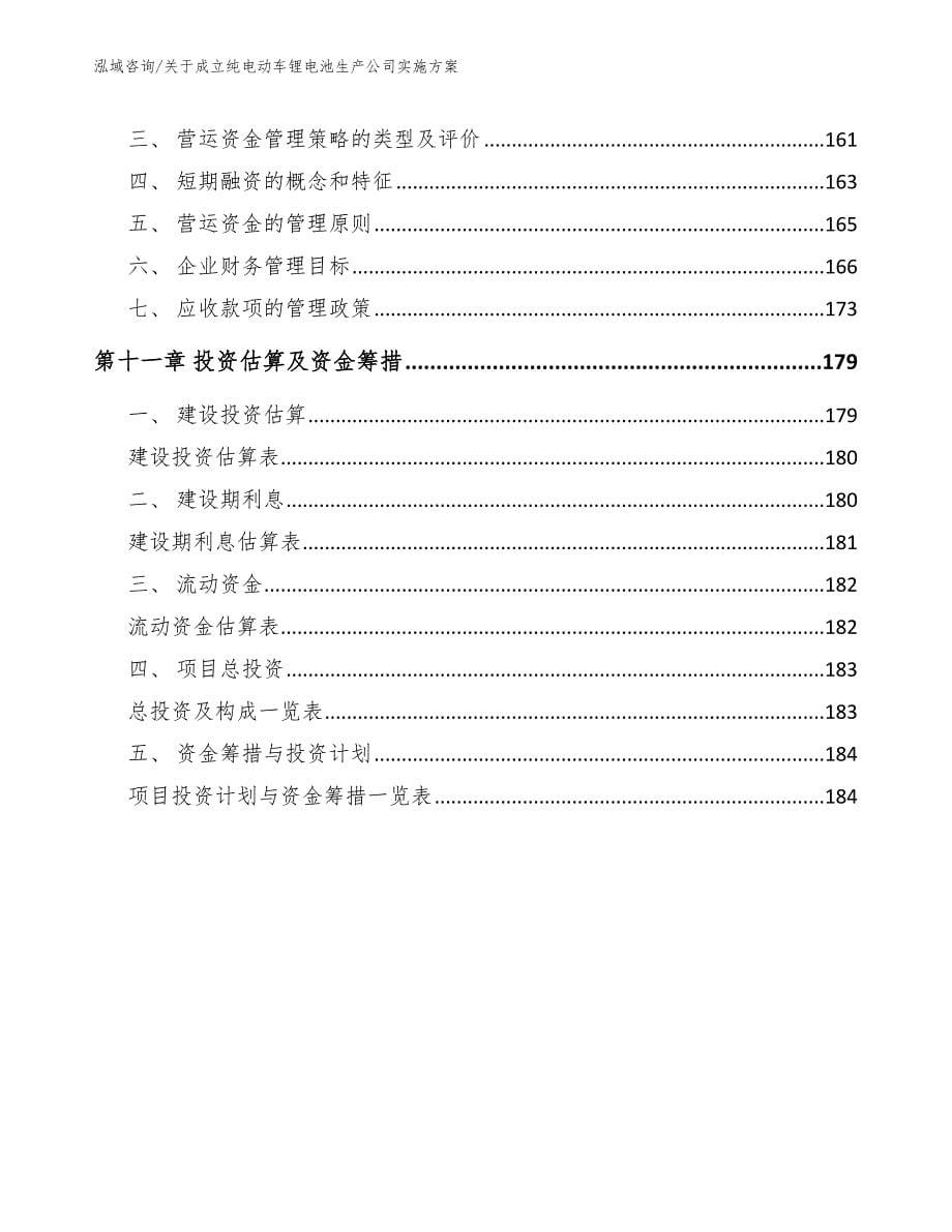 关于成立纯电动车锂电池生产公司实施方案【模板参考】_第5页