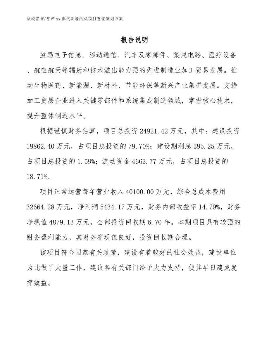 年产xx蒸汽剥墙纸机项目营销策划方案_模板参考_第2页