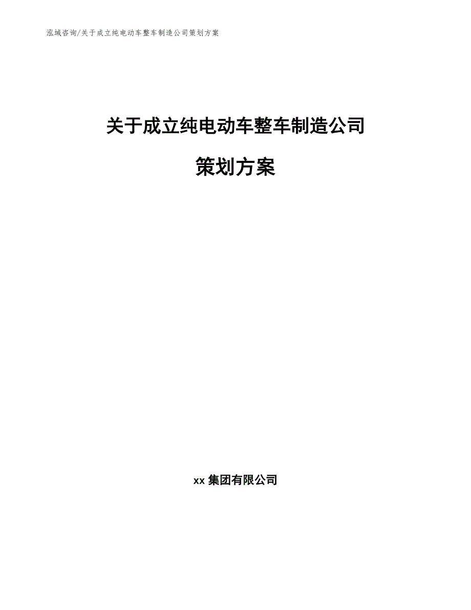 关于成立纯电动车整车制造公司策划方案_模板_第1页