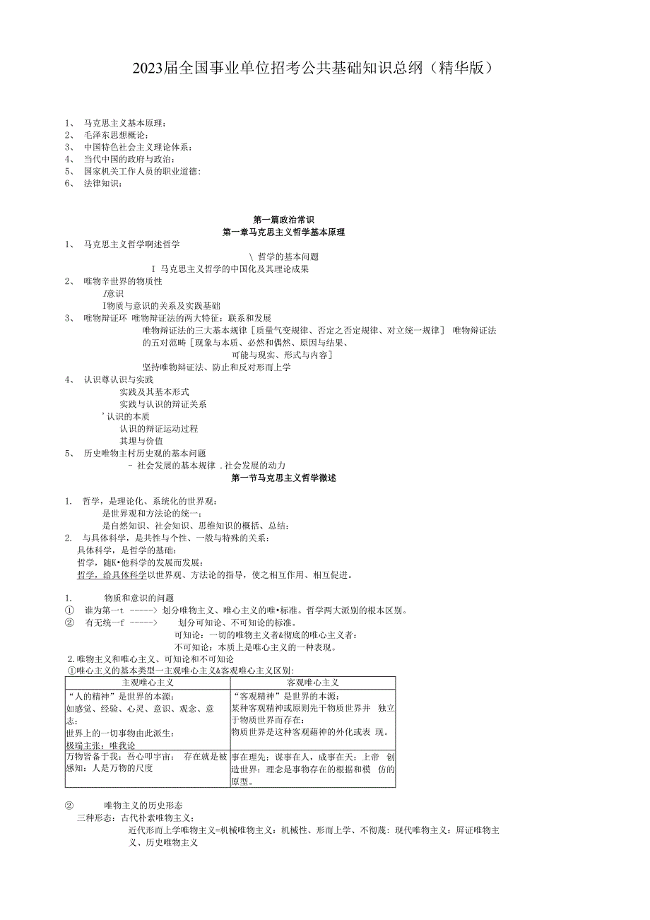 2023届全国事业单位招考公共基础知识总纲(精华版)_第1页