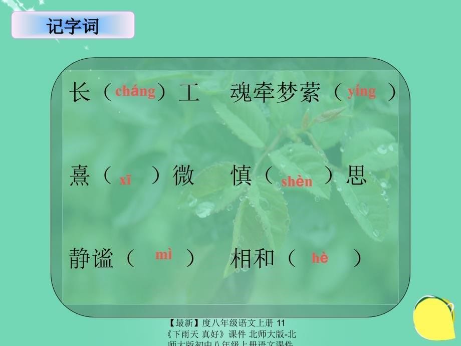 最新八年级语文上册11下雨天真好课件北师大版北师大版初中八年级上册语文课件_第5页