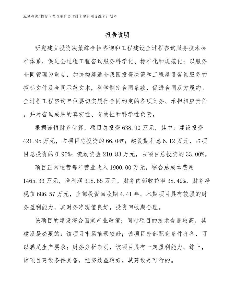 招标代理与造价咨询投资建设项目融资计划书_第5页