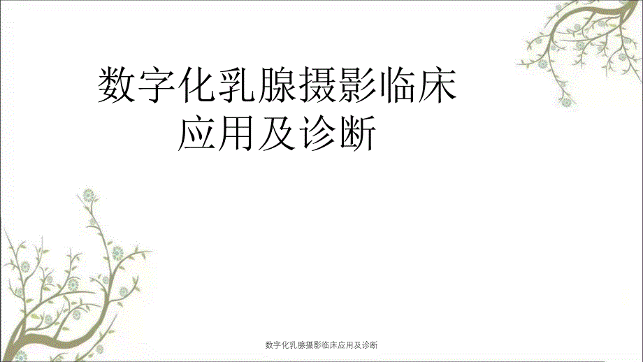 数字化乳腺摄影临床应用及诊断_第1页