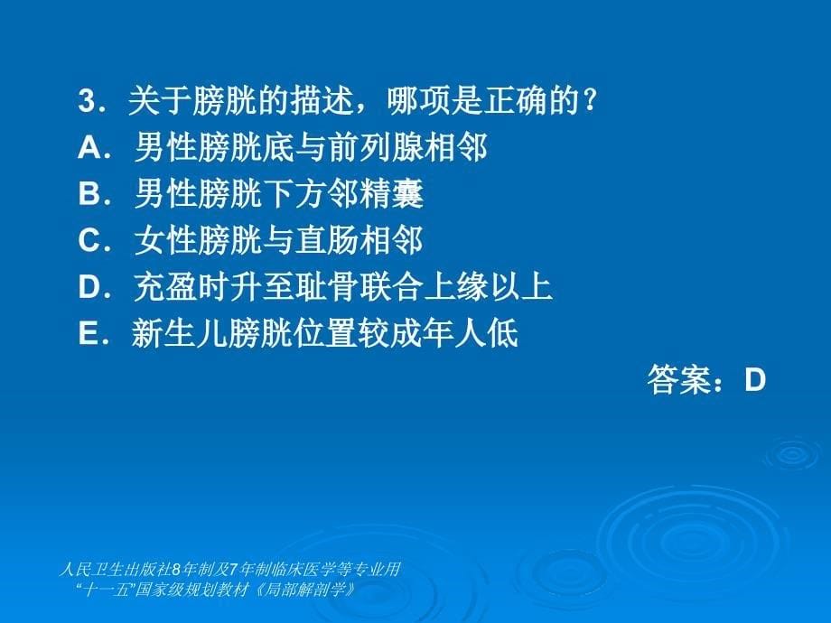 八年制《局部解剖学》第2版练习课件：第5章盆部与会阴1-复习测试题A型题_第5页