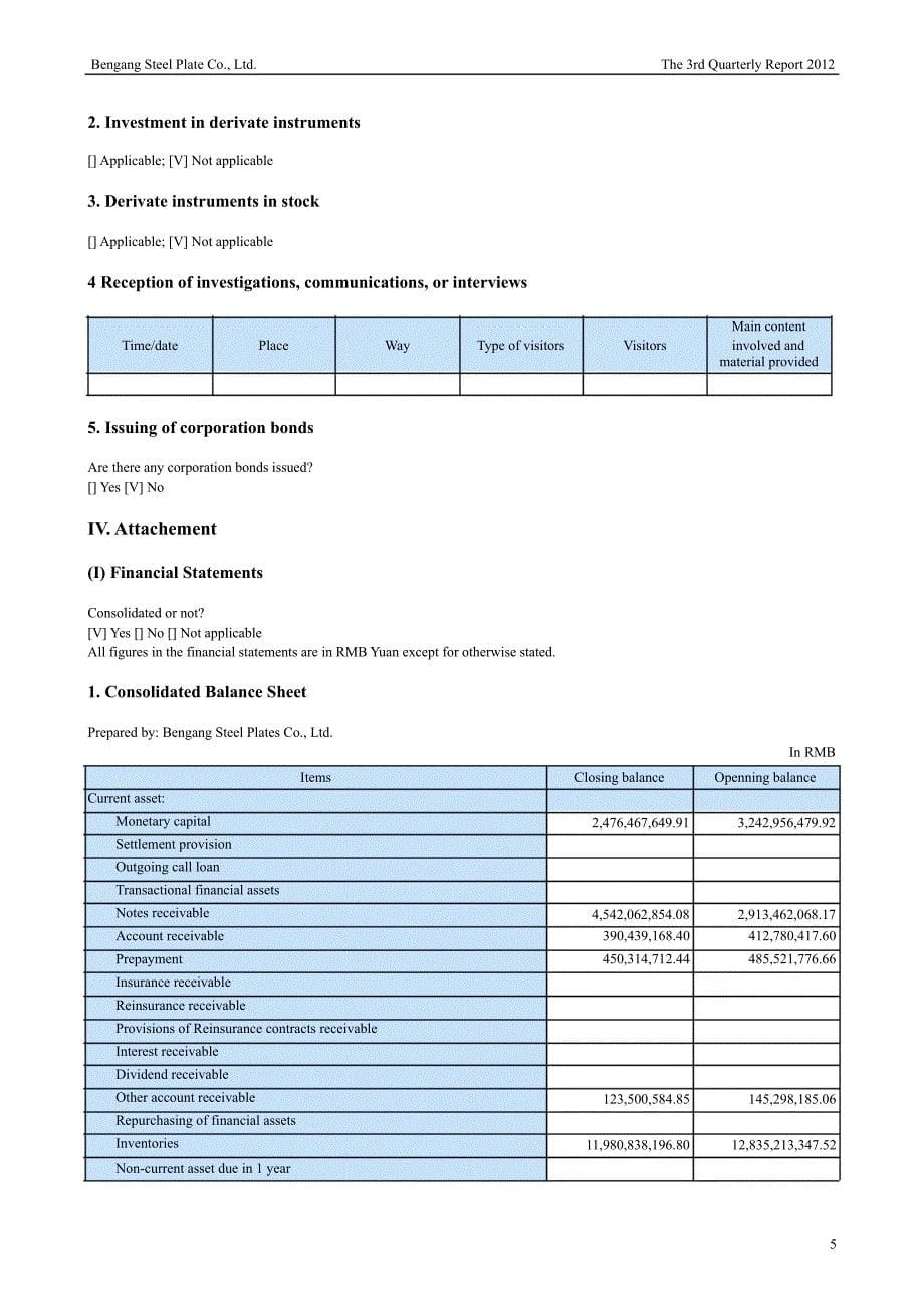 本钢板Ｂ：第三季度报告全文（英文版）_第5页