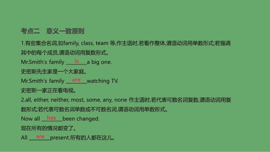 北京市2019年中考英语二轮复习 第二篇 语法突破篇 语法专题（十二）主谓一致课件_第5页