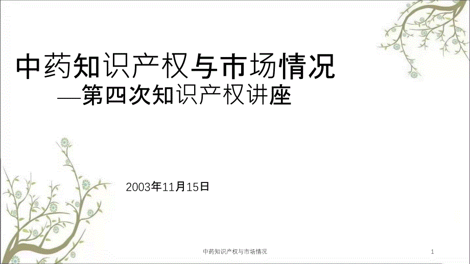 中药知识产权与市场情况_第1页