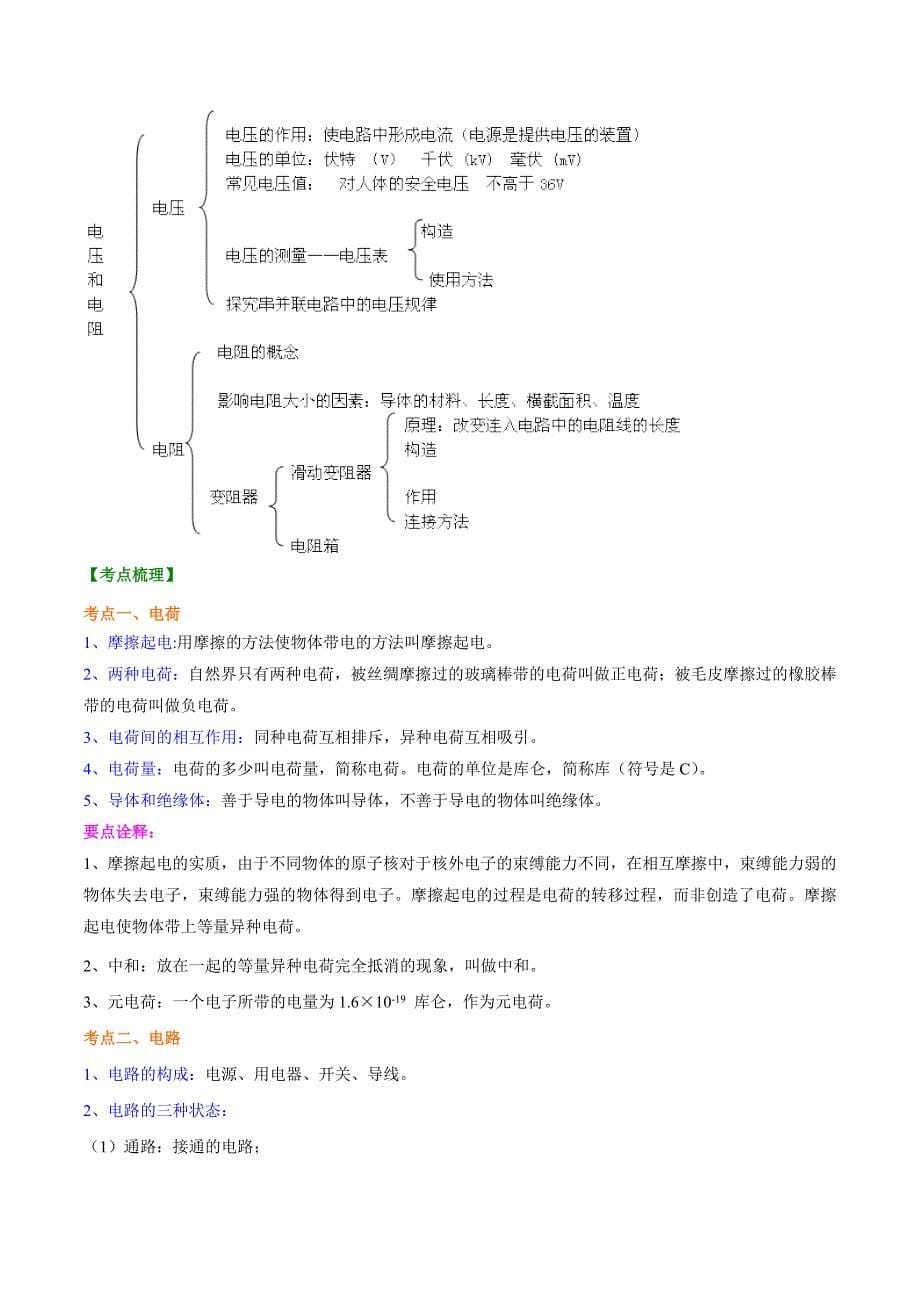 中考物理一轮复习考点练习专题15电路、电流、电压、电阻（含答案）_第5页