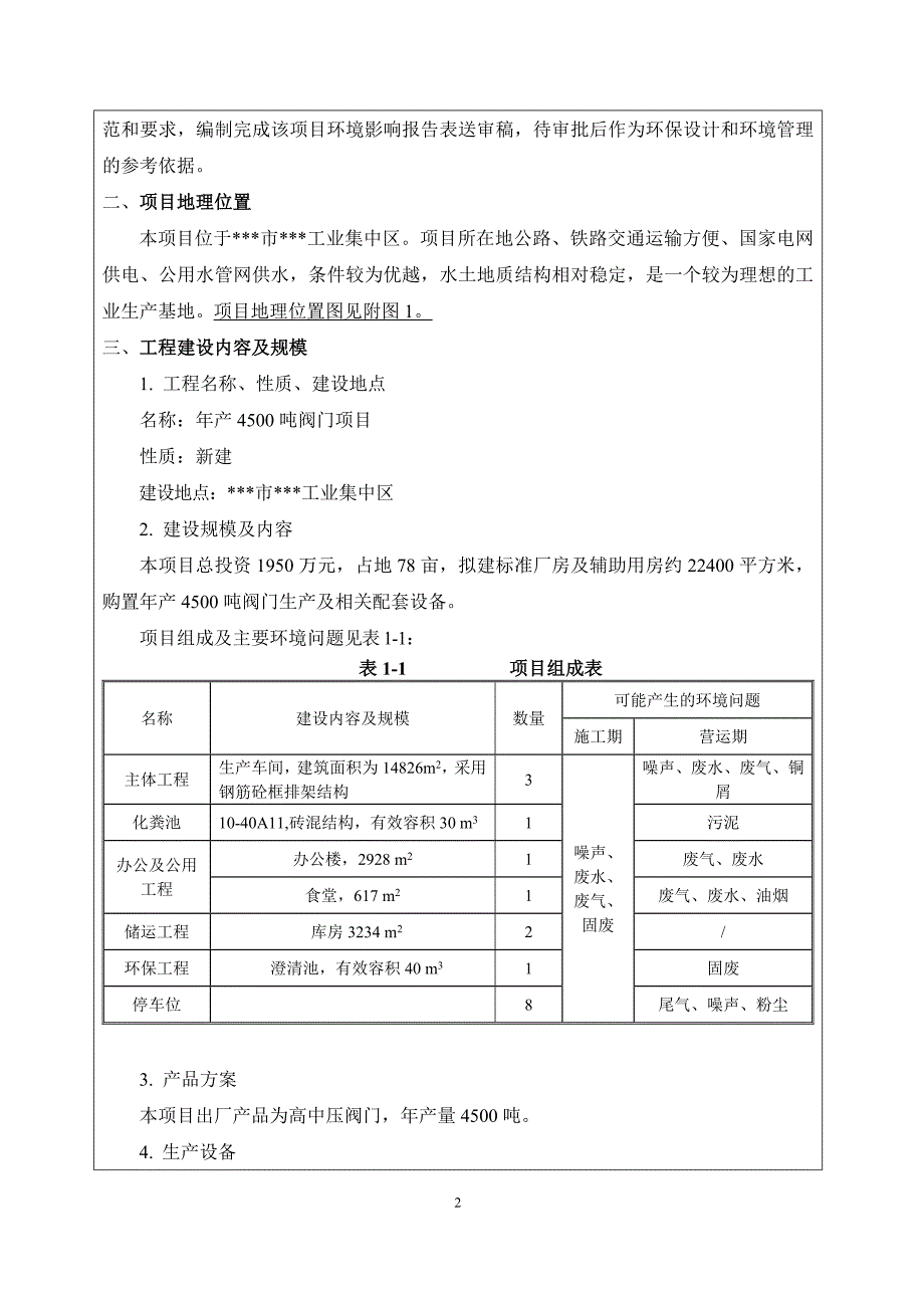 年产4500吨阀门建设项目环境评估报告书_第4页