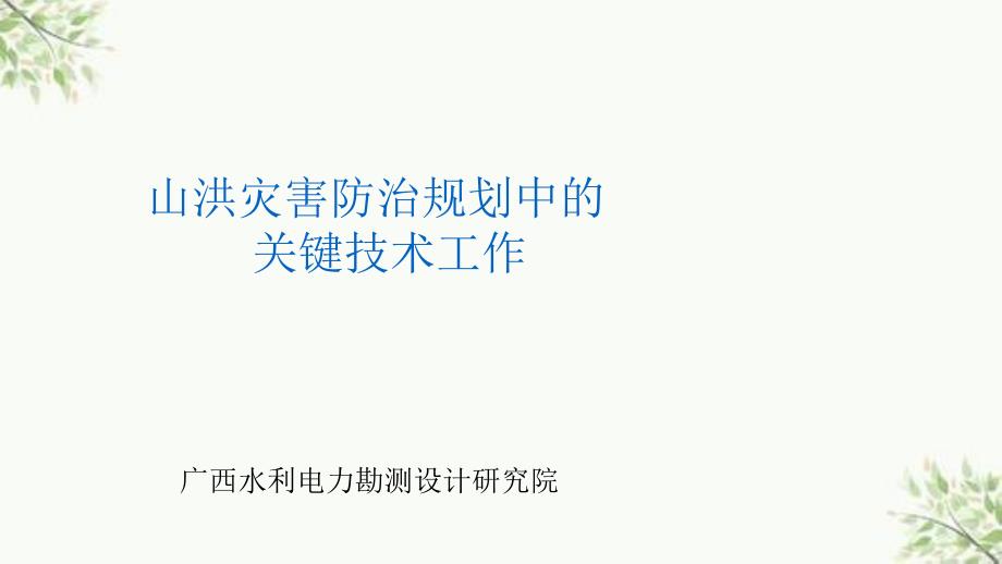 山洪灾害防治规划中的技术工作课件_第1页