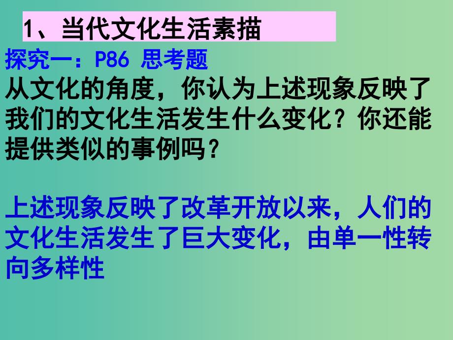 高中政治 第四单元 第八课 第一框 色彩斑斓的文化生活课件 新人教版必修3.ppt_第4页