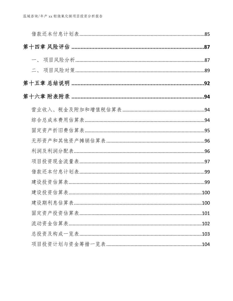 年产xx轻烧氧化镁项目投资分析报告模板_第5页