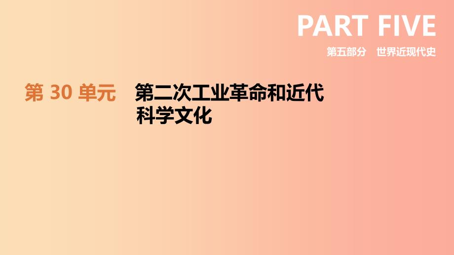 2019中考历史一轮复习 第五部分 世界近代史 第30单元 第二次工业革命和近代科学文化课件.ppt_第2页