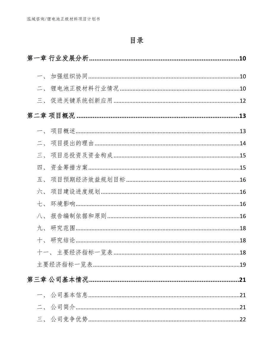 锂电池正极材料项目计划书参考模板_第1页