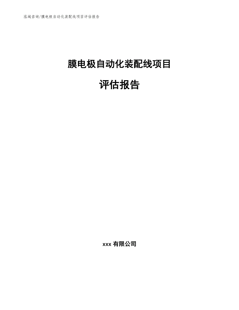 膜电极自动化装配线项目评估报告【范文】_第1页