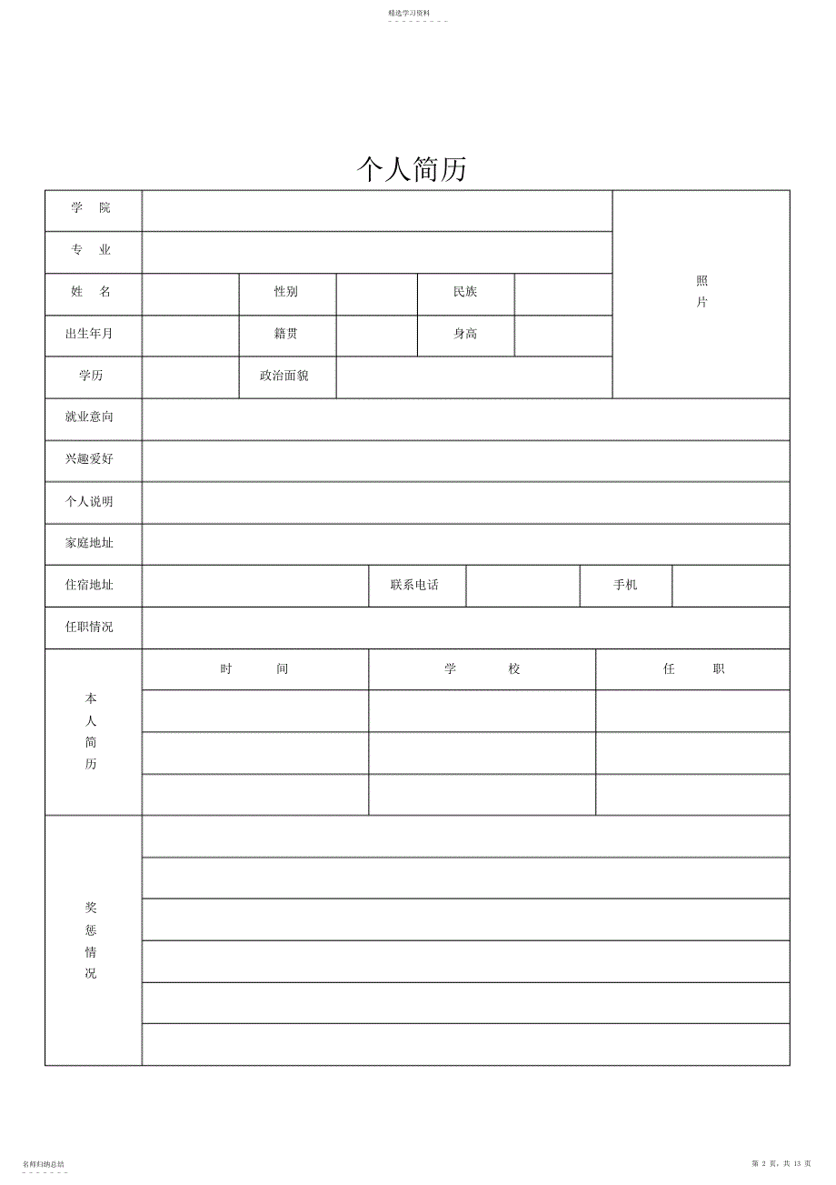 2022年简历个性模板_第2页