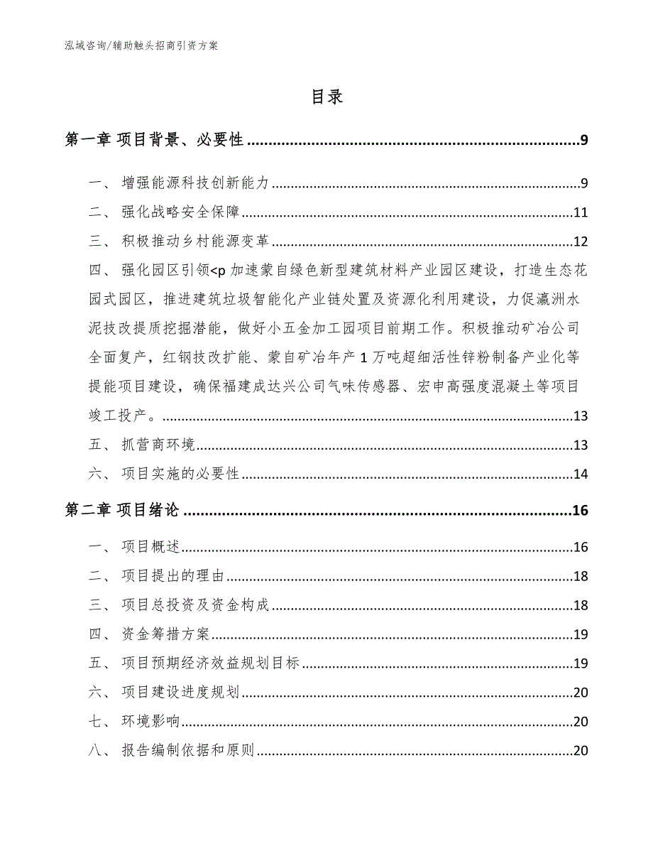 辅助触头招商引资方案（模板参考）_第1页