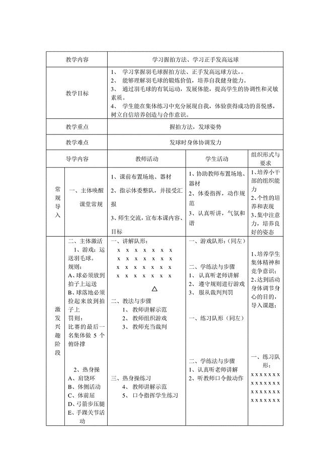 羽毛球教案211623