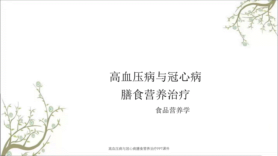 高血压病与冠心病膳食营养治疗PPT课件_第1页