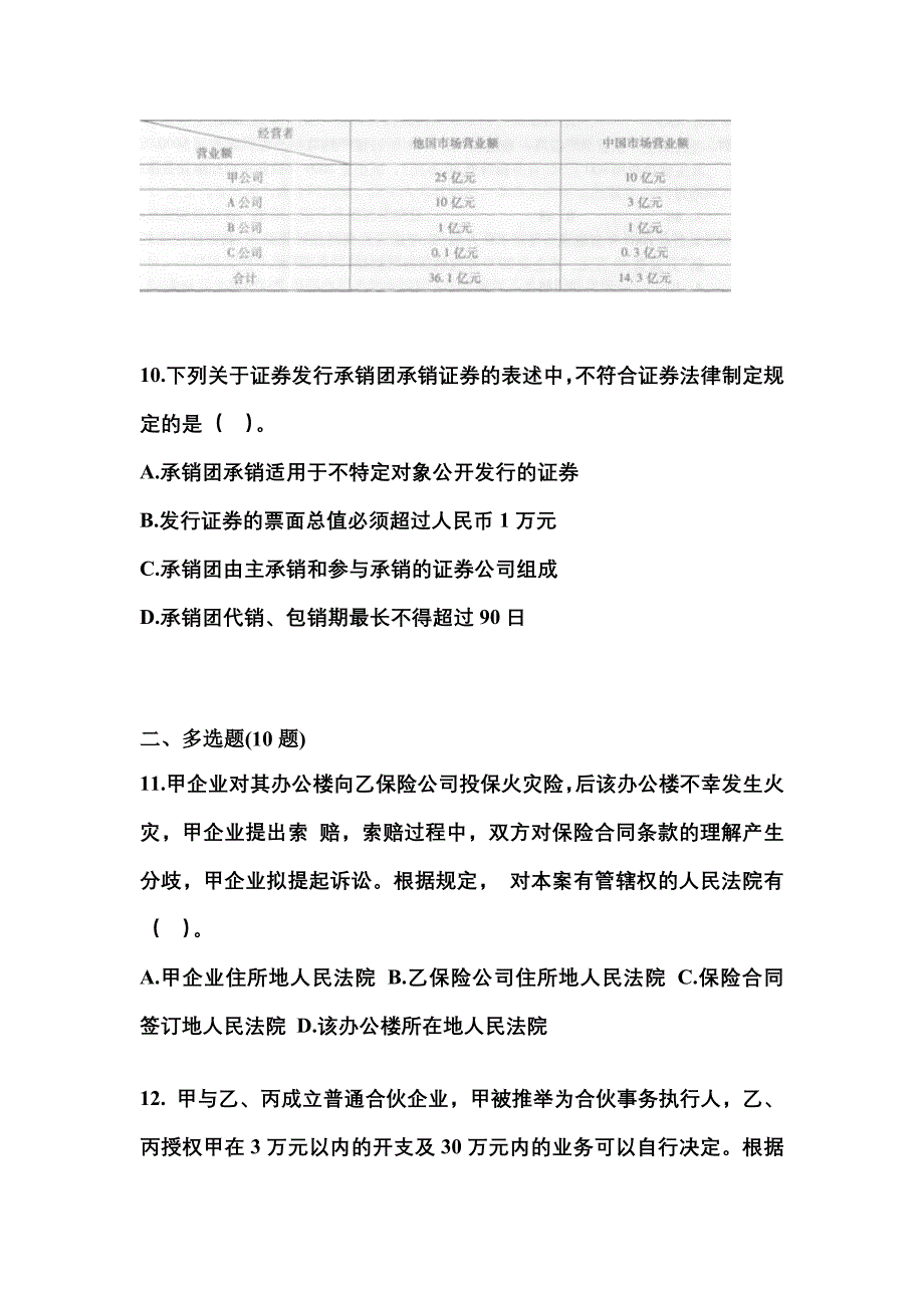 2021-2022学年甘肃省平凉市中级会计职称经济法测试卷(含答案)_第4页