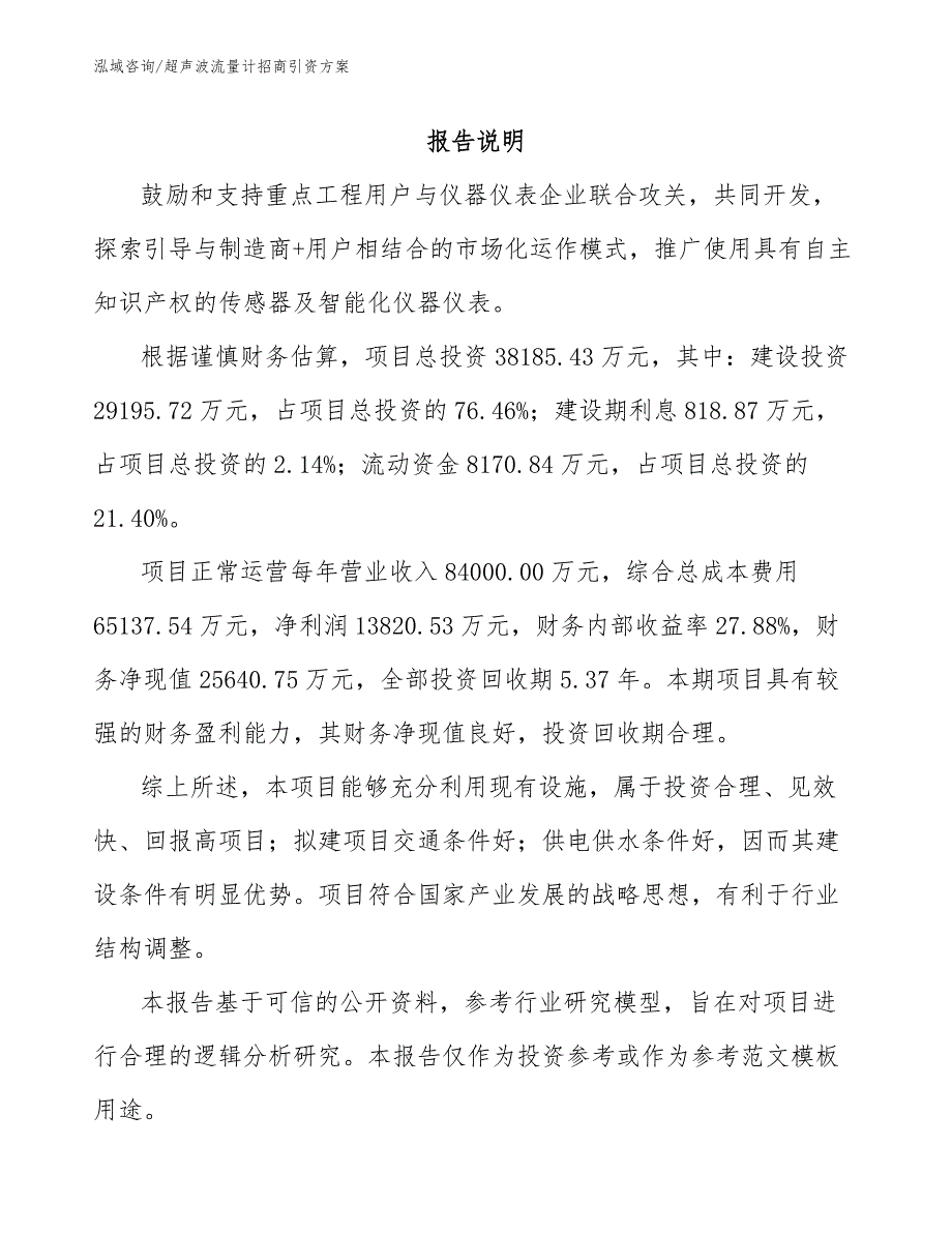 超声波流量计招商引资方案_模板范文_第2页