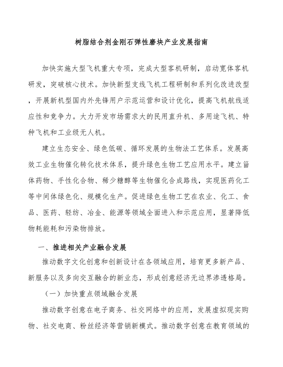 树脂结合剂金刚石弹性磨块产业发展指南_第1页