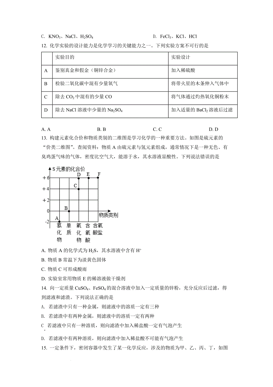 精品解析：2022年湖南省常德市中考化学真题（原卷版）-中考化学备考复习重点资料归纳汇总_第4页