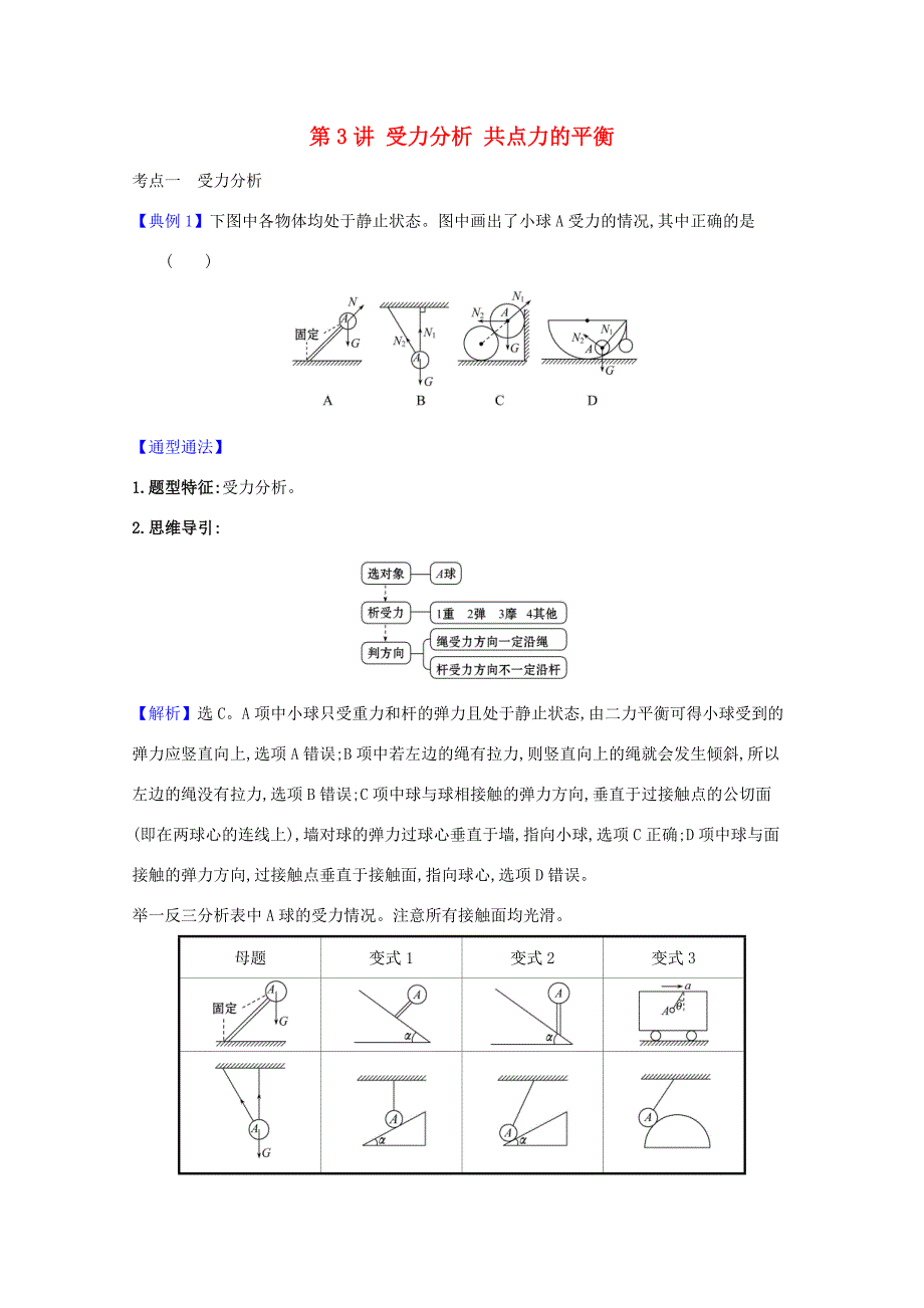 高考物理一轮复习 第二章 相互作用 第3讲 受力分析 共点力的平衡练习（含解析）鲁科版-鲁科版高三全册物理试题_第1页