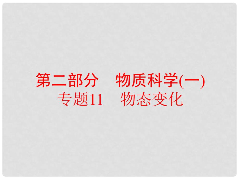 中考科学总复习 专题11 物态变化（考点知识梳理+中考典例精析+考点训练）课件 浙教版_第1页