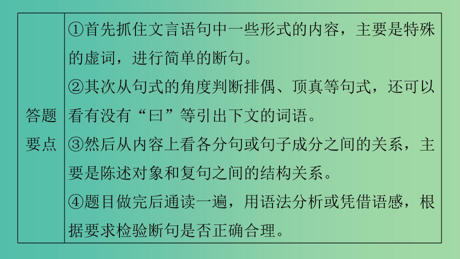 高考语文 考前三月冲刺 阅读与鉴赏 第1章 文言文阅读 题点训练一 文言断句课件.ppt_第4页