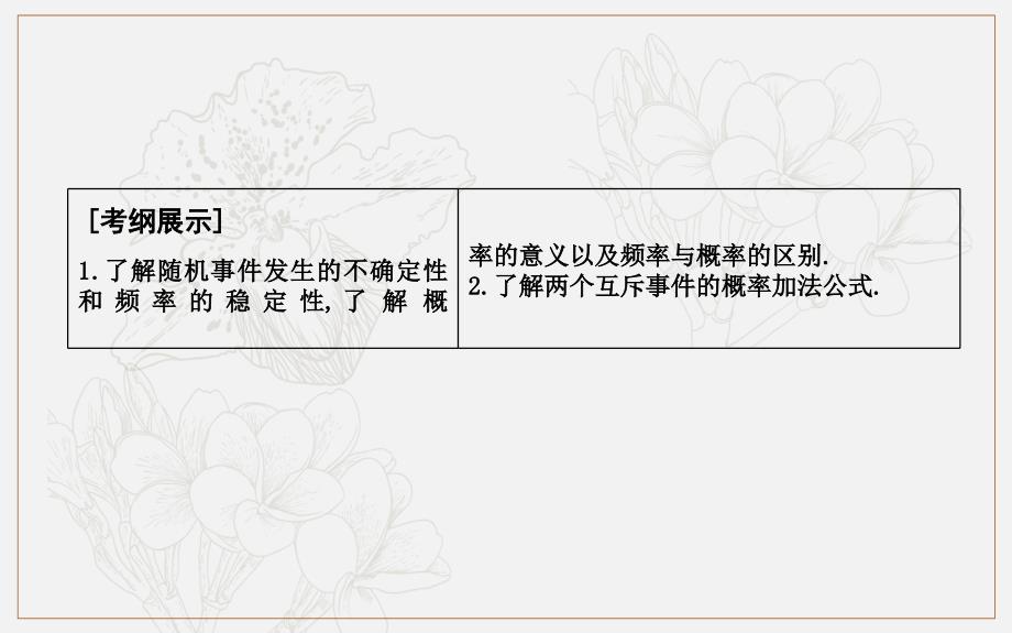 版导与练一轮复习文科数学课件：第十篇　概率必修3 第1节　随机事件的概率_第4页