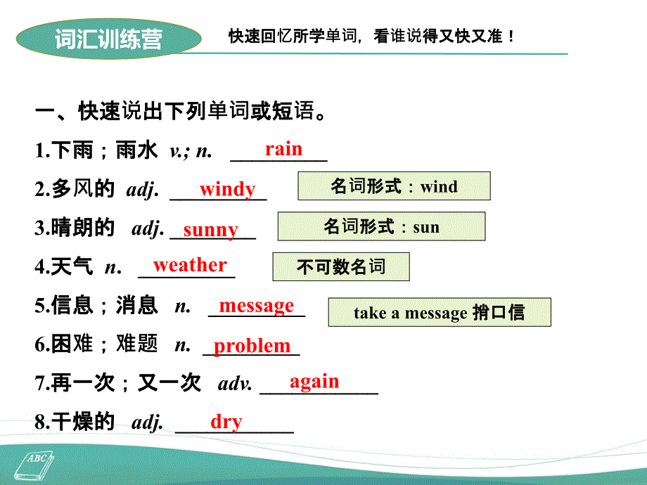 新人教版英语七年级下册Unit7单元总复习ppt课件_第4页