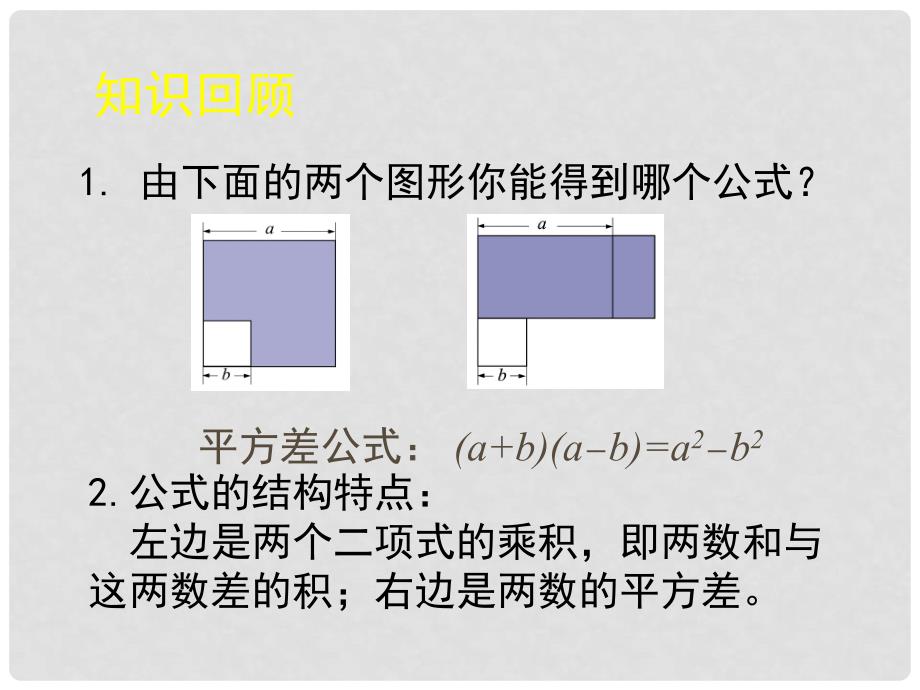 山东省滕州市滕西中学七年级数学下册 完全平方公式（一）课件 北师大版_第2页