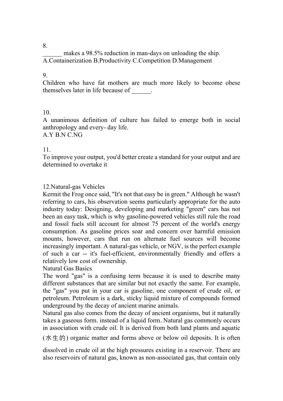 2022-2023年湖南省娄底市大学英语6级大学英语六级测试卷(含答案)_第2页