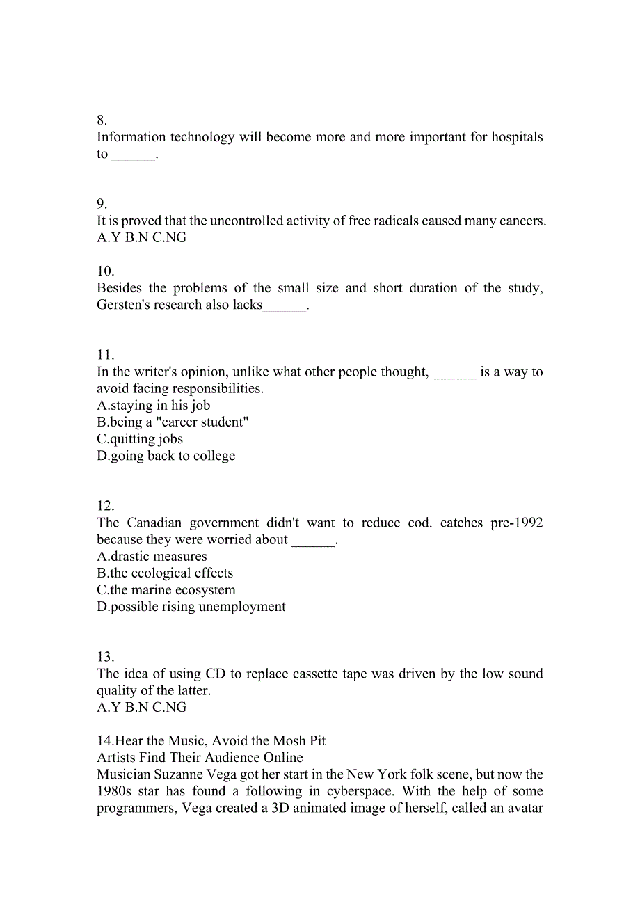 2022年四川省宜宾市大学英语6级大学英语六级模拟考试(含答案)_第2页