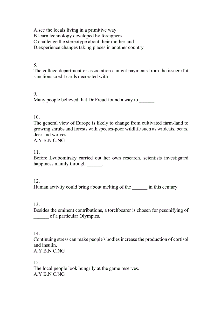 2022-2023年广东省江门市大学英语6级大学英语六级真题(含答案)_第2页