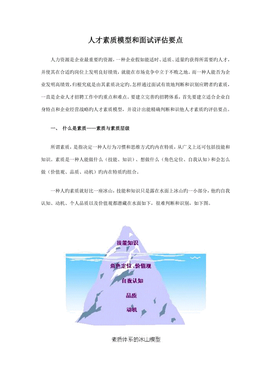 2023年人才素质模型和面试评估要点_第1页