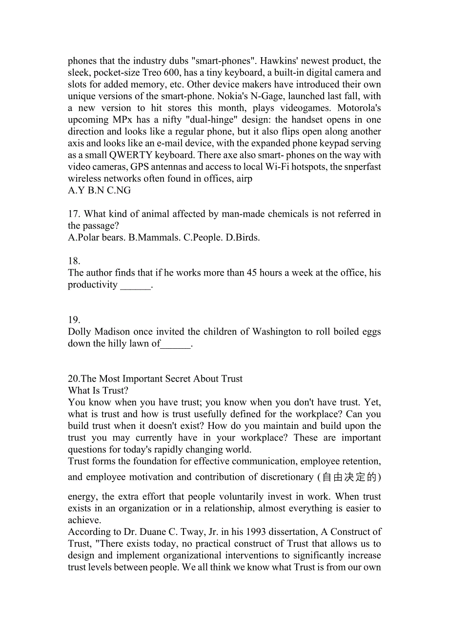 2022-2023年浙江省金华市大学英语6级大学英语六级真题一卷(含答案)_第4页