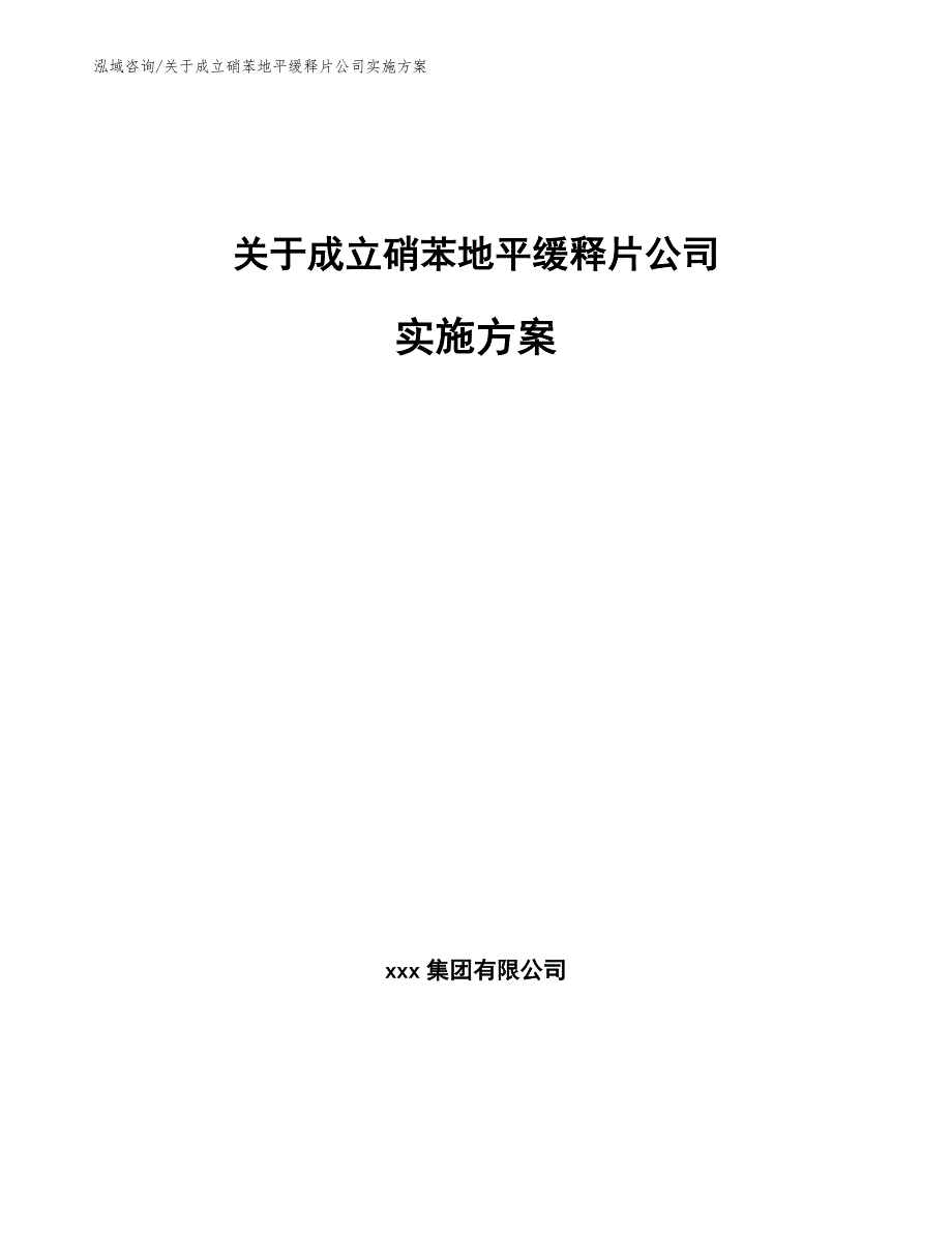 关于成立硝苯地平缓释片公司实施方案【模板参考】_第1页