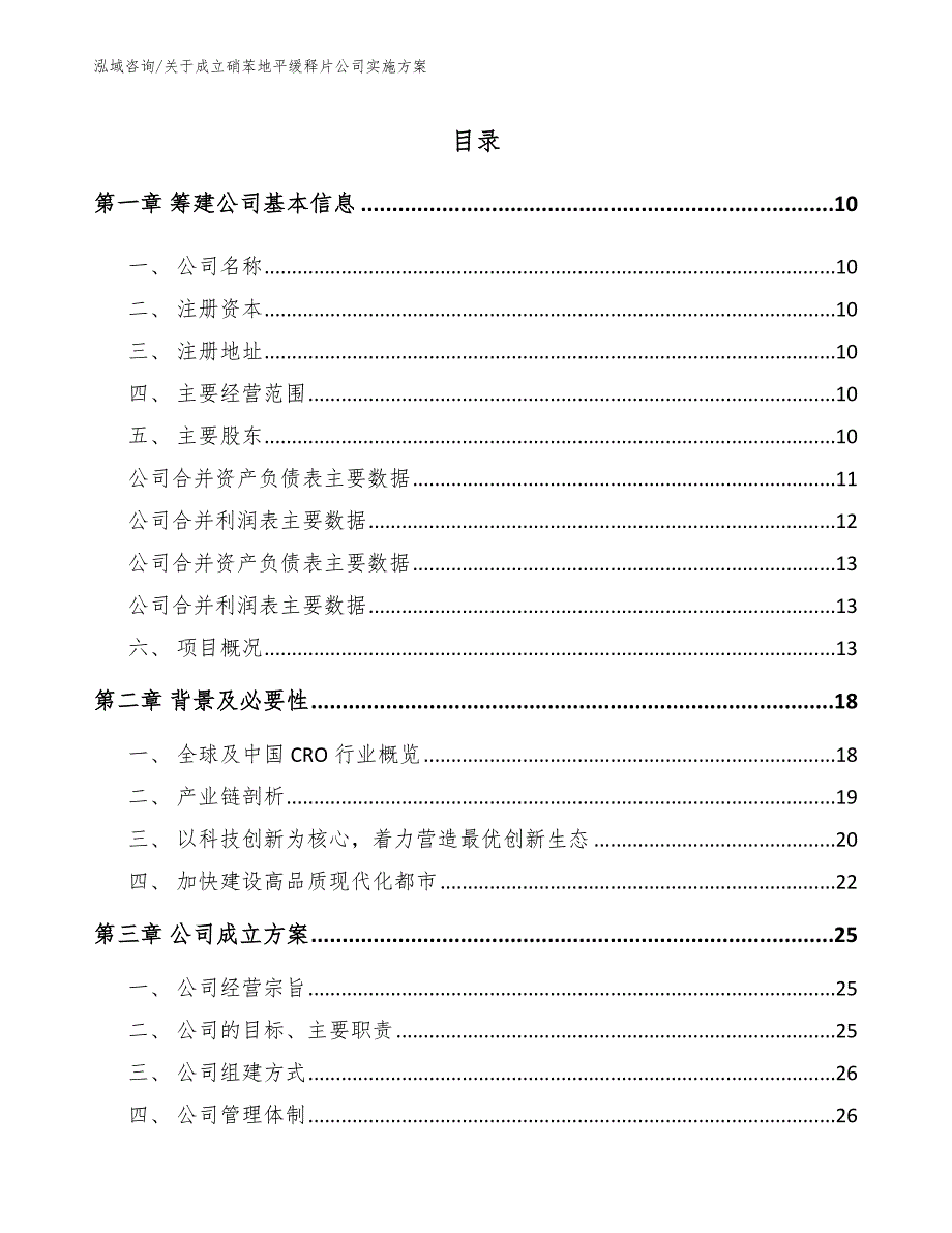 关于成立硝苯地平缓释片公司实施方案【模板参考】_第2页