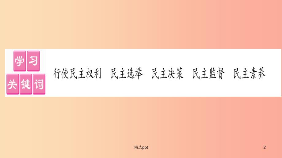 九年级道德与法治上册-第二单元-民主与法治-第三课-追求民主价值-第2框-参与民主生活习题课件-新人_第2页