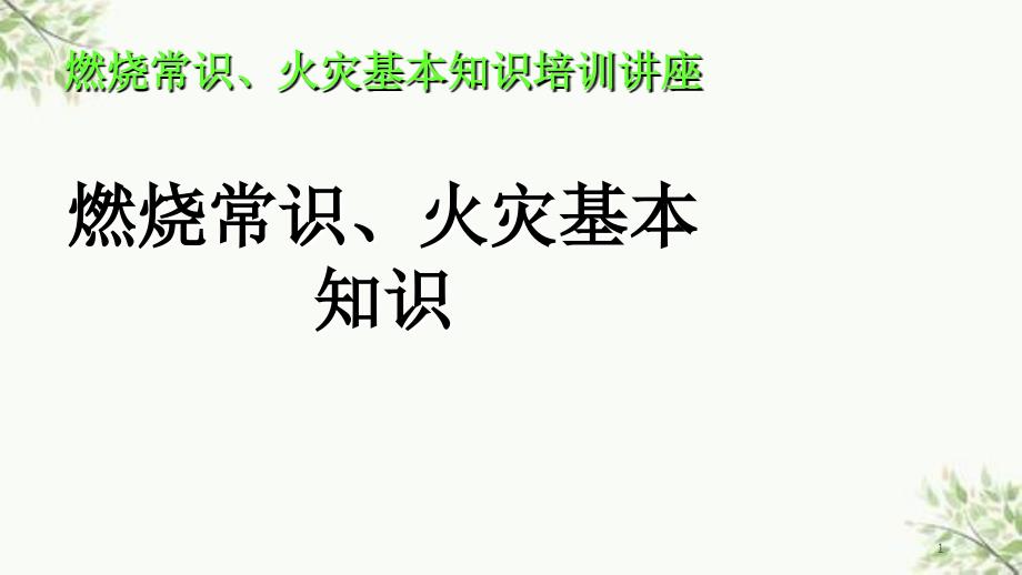 燃烧常识火灾基本知识培训讲座课件_第1页