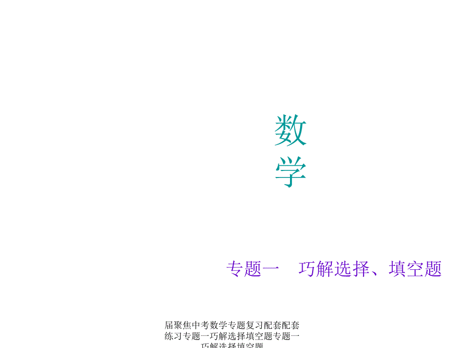 届聚焦中考数学专题复习配套配套练习专题一巧解选择填空题专题一巧解选择填空题课件_第1页