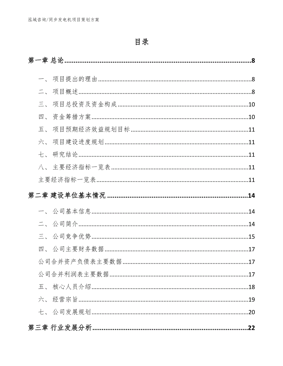 同步发电机项目策划方案【模板范本】_第3页