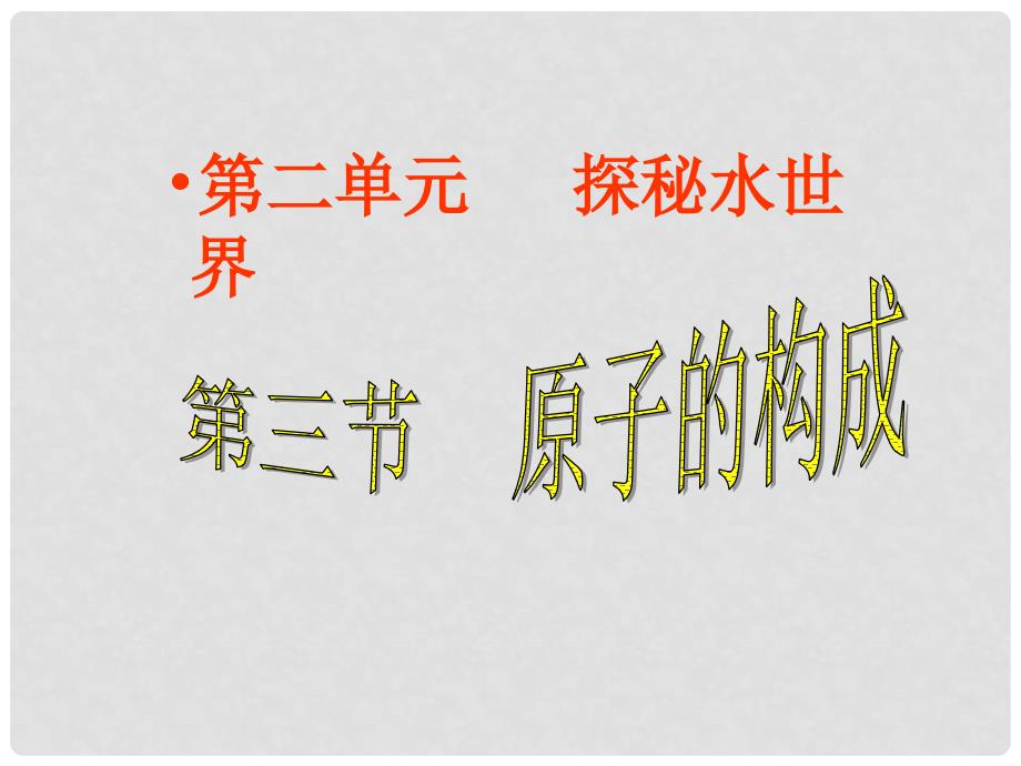 九年级化学全册 第二单元 探秘水世界 第三节 原子的构成名师教学课件 鲁教版_第1页